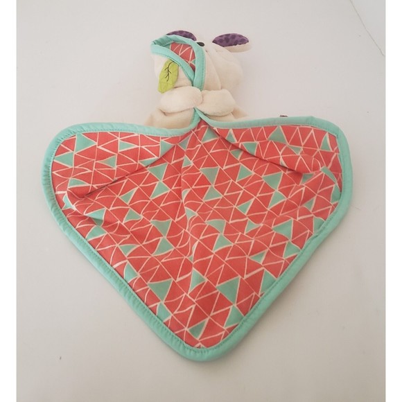 B Baby Bunny Rabbit Cream Orange Blue Lovey Security Blanket Plush Crinkle - Picture 3 of 10